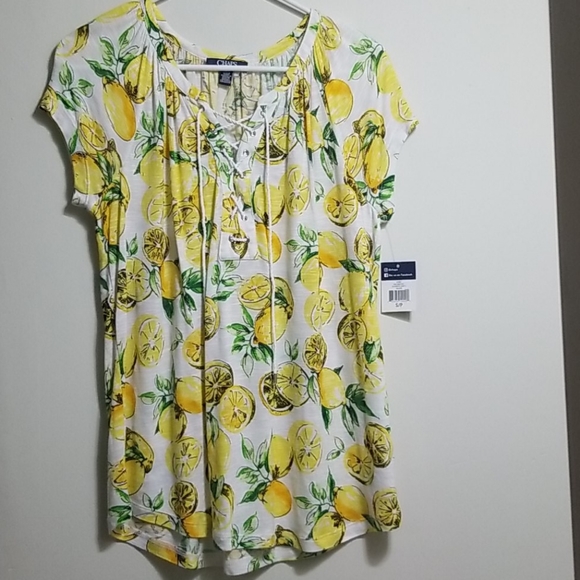 Nwt Chaps Fun Lemon Top - Size S - Picture 1 of 9